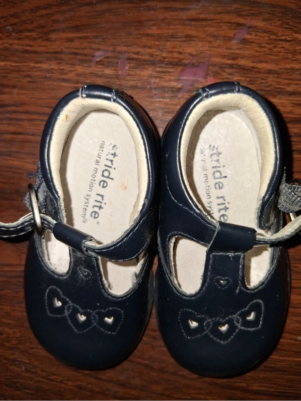 Stride Rite Navy Mary Jane Shoes with Heart Cutouts
